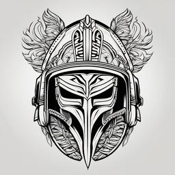 Ikaika Helmet Tattoo - Showcase strength and warrior spirit with a tattoo featuring the Ikaika helmet, symbolizing resilience.  simple vector color tattoo,minmal,white background