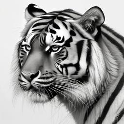 pencil drawing of tiger  minimal rough sketch scribbles,doodles,black and white