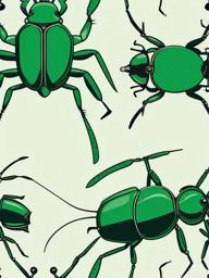 Green Tiger Beetle Clip Art - A green tiger beetle with keen eyes,  color vector clipart, minimal style