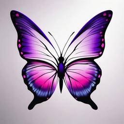 purple and pink butterfly tattoo  simple color tattoo, minimal, white background