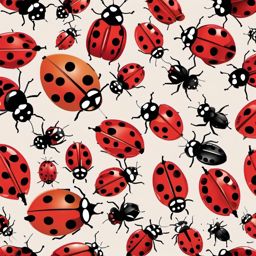 Playing with Ladybugs clipart - Interacting with ladybugs, ,vector color clipart,minimal