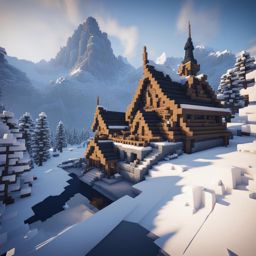 nordic stronghold with towering snow-covered peaks - minecraft house design ideas 