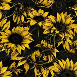 Sunflower Background Wallpaper - sunflower on black background  