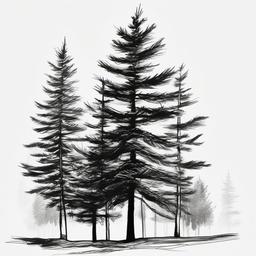 drawing of spruce tree  minimal rough sketch scribbles,doodles,black and white