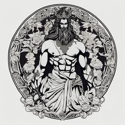 Greek Mythology Hades Tattoo - Explore the underworld with a Hades tattoo, symbolizing the mysterious and powerful Greek god of the dead.  simple color tattoo, white background