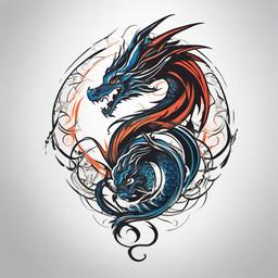 Spirit Dragon Tattoo - Tattoo featuring a dragon with a spiritual or ethereal theme.  simple color tattoo,minimalist,white background