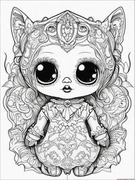 Cursed Doll Coloring Pages - Haunted Toy with Scary Eyes  minimal black outline printable sheet, coloring page