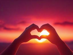 Valentine's Day background - Hands forming a heart shape with a sunset background  aesthetic background wallpaper