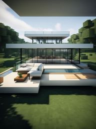 sleek and minimalist glass house with panoramic views - minecraft house design ideas 