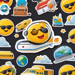 Airplane Arrival and Luggage Emoji Sticker - Welcoming a new destination, , sticker vector art, minimalist design