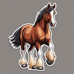 Clydesdale Horse cartoon - giant, gentle draft horse with feathered legs  cartoon sticker style