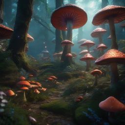 Myconid Sporeling in a Mushroom Forest detailed matte painting, deep color, fantastical, intricate detail, splash screen, complementary colors, fantasy concept art, 8k resolution trending on artstation unreal engine 5