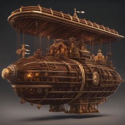 steampunk airship with intricate gears and propellers - minecraft house design ideas minecraft block style