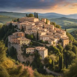 enchanted umbrian hilltown - illustrate the enchanting atmosphere of a lesser-known umbrian hilltown, with winding streets and historic architecture. 