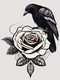 crow and rose tattoo  simple vector color tattoo