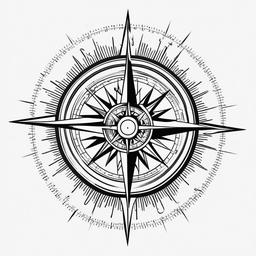 Compass Sun Tattoo - Compass tattoo with sun elements.  simple vector tattoo,minimalist,white background