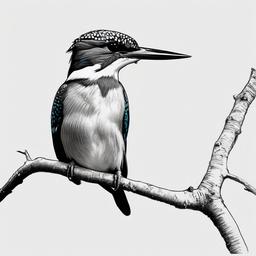 drawing of kingfisher  minimal rough scribbles,doodles,black and white