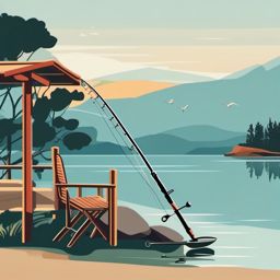 Fishing Rod Clipart - A fishing rod and reel for a day by the water.  color vector clipart, minimal style