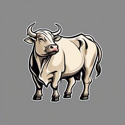 Brahman Bull cartoon - large cattle with a prominent hump  cartoon sticker style