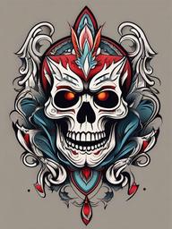 American Traditional Ghost Tattoo-Homage to classic tattoo art, timeless charm and supernatural aesthetics.  simple vector color tattoo