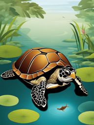 turtle clipart: swimming gracefully in a tranquil pond. 