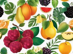 Fruit clipart - fruits with leaves and flowers  