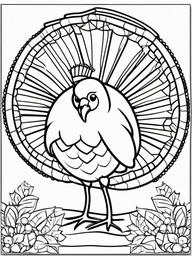 Turkey with a Scarf Coloring Pages - Cozy Turkey Ready for Fall Weather  minimal black outline printable sheet, coloring page