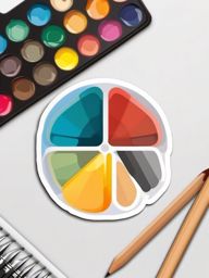 Pencil and Paint Palette Sticker - Pencil paired with an artist's paint palette, ,vector color sticker art,minimal