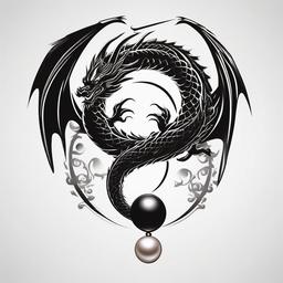 Dragon & Pearl Tattoo - Symbol of strength, wisdom, and enlightenment  minimal tattoo design,white background