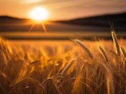 Sunset Wallpaper - Sun setting over golden wheat fields.  sunset background