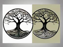 circular tree tattoo  simple vector color tattoo