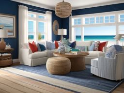 Nautical Beachfront Haven - Bring the beachfront feel with nautical and coastal decor. , living room decor ideas, multicoloured, photo realistic, hyper detail, high resolution,