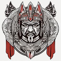 Hawaii Warrior Tattoo - Showcase strength and warrior spirit with a tattoo inspired by Hawaiian warriors and their cultural significance.  simple vector color tattoo,minmal,white background