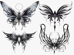 gothic fairy wing tattoo  simple color tattoo,white background