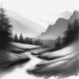 pencil sketch of landscape  minimal rough sketch scribbles,doodles,black and white