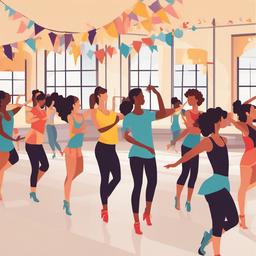 Dance clipart - dance class in progress  