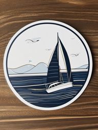 Sailboat Sticker - Sailboat for nautical vibes, ,vector color sticker art,minimal
