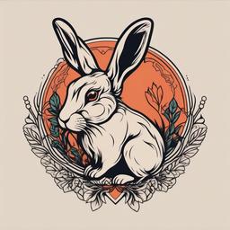 rabbit traditional tattoo  minimalist color tattoo, vector