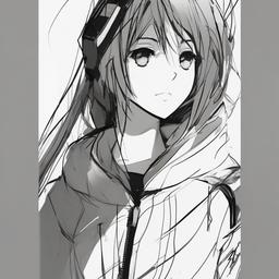 simple drawing of anime  minimal rough sketch scribbles,doodles,black and white