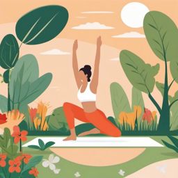 Outdoor Yoga Practice clipart - Yoga session in the garden,Puddle Jumping ,vector color clipart,minimal