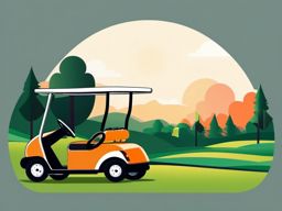Golf Cart Clipart - A golf cart on the golf course.  transport, color vector clipart, minimal style