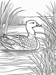 Duck Coloring Pages - Quacking Pond Dwelling Waterfowl  minimal black outline printable sheet, coloring page