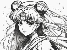 drawing of Sailor Moon anime  minimal rough sketch scribbles,doodles,black and white