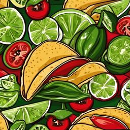 Taco clipart - taco with jalapeños and lime slices  color,minimalist,vector clipart