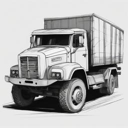 drawing of a truck with a load  minimal rough sketch scribbles,doodles,black and white