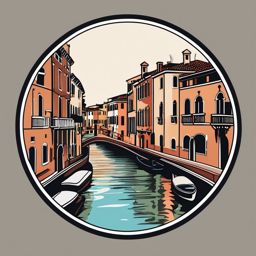 Venice Canals sticker- Serene waterways winding through the city, , sticker vector art, minimalist design