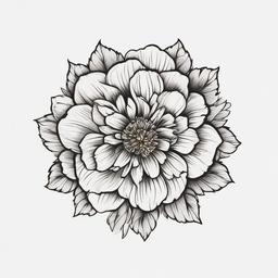 Marigold Flower Tattoo - Represents warmth, courage, and creativity  minimal tattoo design,white background