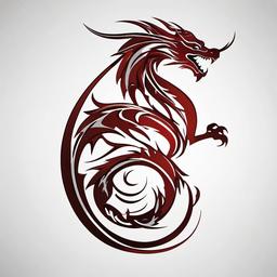 Simple Tribal Dragon Tattoo - Basic tribal-style dragon tattoo.  simple color tattoo,minimalist,white background