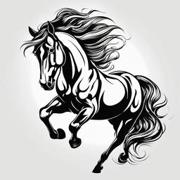 Fire Horse Tattoo - Symbolize passion, energy, and strength with a fire horse tattoo, combining the dynamic nature of horses with the transformative and powerful element of fire.  simple tattoo,minimalist,white background