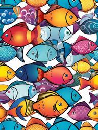 Fish clipart - colorful fish swimming with bubbles  